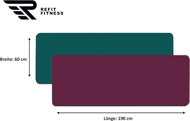 Килимок для йоги 190 x 60 x 0,6 см GeckoGrip & Sensi-Plus TPE не ковзає Нетоксичний ремінь для перенесення - Спортивний килимок для гімнастики Спорт - Виберіть колір зараз (баклажановий мох зелений, килимок для йоги)