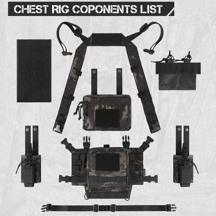 Пейнтбольний тактичний жилет Molle Micro Fight Plate Carrier, регульований, зі знімними модулями та підсумком для магазинів 5.56/7.62 9мм BKCP