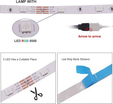 Світлодіодна стрічка Wisada WIFI, 30M 12V RGB 5050 Smart LED Light Strip Самоклеючі світлодіодні струнні ліхтарі зі зміною кольору з дистанційним керуванням і синхронізацією музики APP Підсвічування для дому та телевізора Підсвічування Rgb 30м