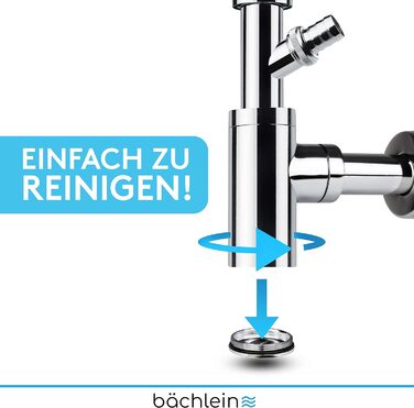Сифон Bchlein Design універсальний для умивальника та умивальника - Зливний набір Custom-fit - Сифон з отвором для чищення Інструкція з монтажу - Дизайн Сифон Зливний комплект Трубчастий сифон (хромований з підключенням пристрою)