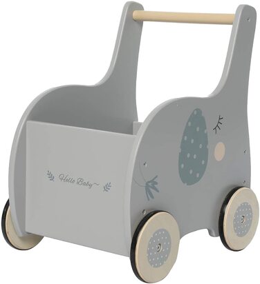 Дитячі ходунки Labebe Baby Walker Wood, ходунки для немовлят Baby Grey Elephant з місцем для зберігання на 1-3 роки, вільні від прогулянок/ходунки/іграшки для малюків/іграшки/коляска/розваги для дітей/ходунки