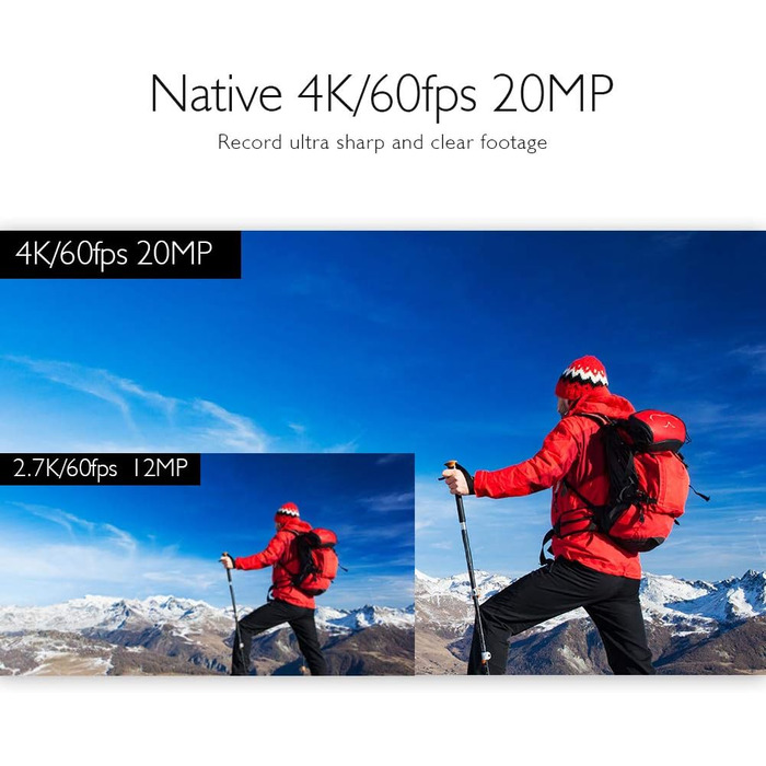 Підводна камера 4K60FPS 20MP з картою памяті U3 64 ГБ Wi-Fi із сенсорним екраном EIS 40M Спортивна камера 8-кратне збільшення Голосове керування Пульт дистанційного керування Комплект аксесуарів, 50 Elite Action Cam