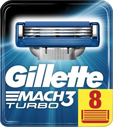 Леза для бритви Gillette Mach3 Turbo для чоловіків, 1 упаковка (1 x 8 шт. )