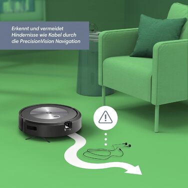 Вакуумний робот iRobot Roomba j7 із підтримкою Wi-Fi і автоматичною вакуумною станцією, картографуванням і двома гумовими щітками для всіх поверхів - Виявлення та уникнення об&39єктів - Навчання та картографування