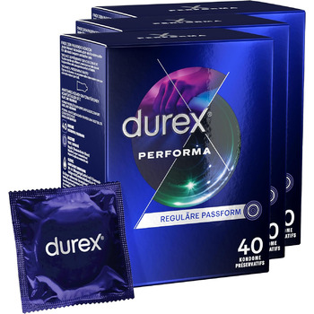 Презервативи Durex Performa подовжувальні презервативи з 5 гелем, що містить бензокаїн, і легкою формою 40 упаковок (1 x 40 шт. ) (ука (120 упаковок))