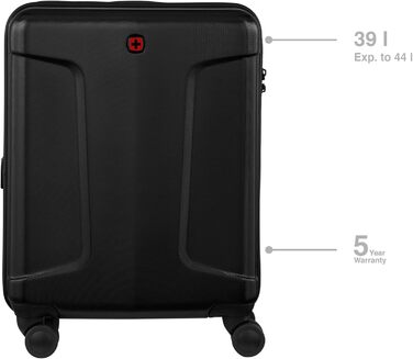 Візок для ручної поклажі WENGER Legacy DC Carry-On 14 з 4-ма колесами, 39 (44) л, твердий корпус, дами, чоловіки, відрядження, відпочинок, чорний, 610865