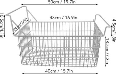 Кошики для морозильної камери Ozgkee 2 шт. и, побутові дротяні кошики для зберігання, органайзер з високими та низькими ручками для кухні та шафи в коморі (50 x 27 см / 50 x 27 см / 19,7 x 10,6 дюймів