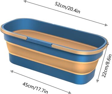 Розбірне відро з 2-ма ручками для миття плоскої швабри Розбірне відро великої місткості Міцне, розбірне силіконове відро для води Складане відро для швабри для зовнішнього використання синьо-коричневе