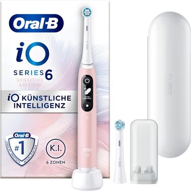 Електрична зубна щітка/електрична зубна щітка Oral-B iO Series 6 Plus Edition, ПЛЮС 3 щітки для електричних зубних щіток, магнітний чохол, 5 режимів чищення, упаковка, що підлягає переробці, (рожевий)