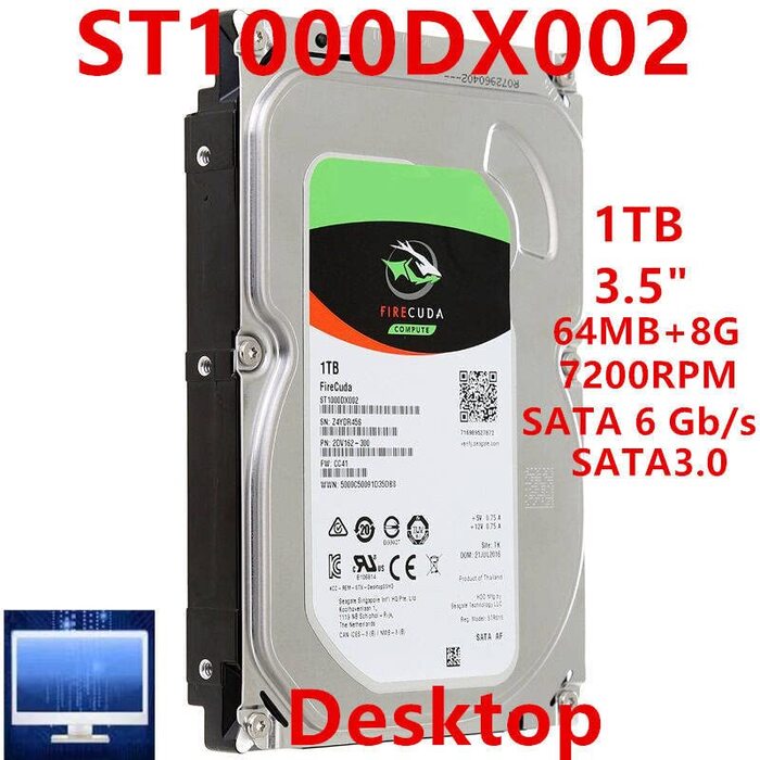 На 1 ТБ 3,5-дюймовий SATA 6 Гбіт/с 64 МБ8 ГБ 7200 об/хв Для внутрішнього SSHD Для настільного SSHD Для ST1000DX002