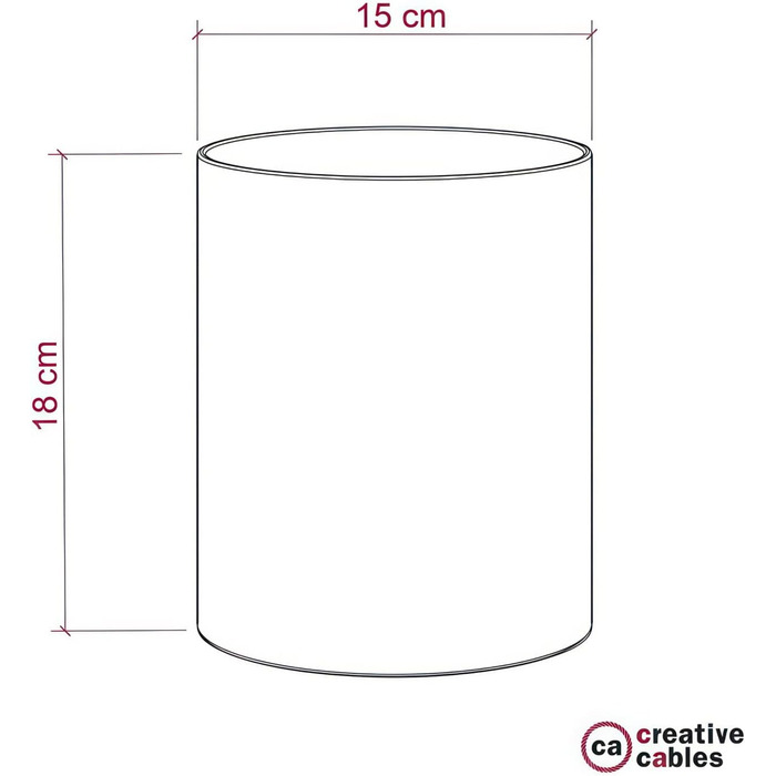 Креативні кабелі - Тканинний абажур Cilindro з цоколем E27 - 100 Зроблено в Італії - Orange Cinette
