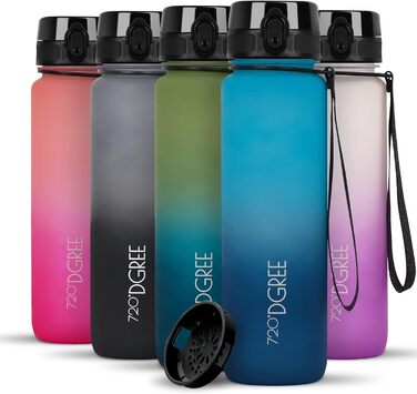 Пляшка для води 720DGREE 1л Sport 'uberBottle softTouch Sieb - Без BPA - Пляшка для води для універі, роботи, фітнесу, велосипеда, активного відпочинку, роботи - спортивна пляшка з тритану - легка, ударостійка, багаторазова (1000 мл, 31 небесно-блакитний 