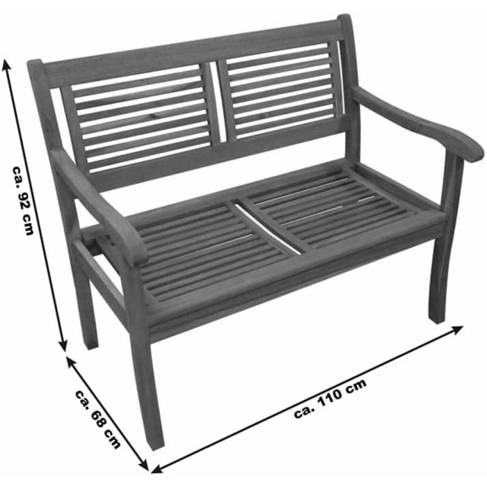 Місна садова лавка Cordoba, виготовлена з масиву деревини акації, промаслена, для балкона, саду та тераси, 110 см, 2-