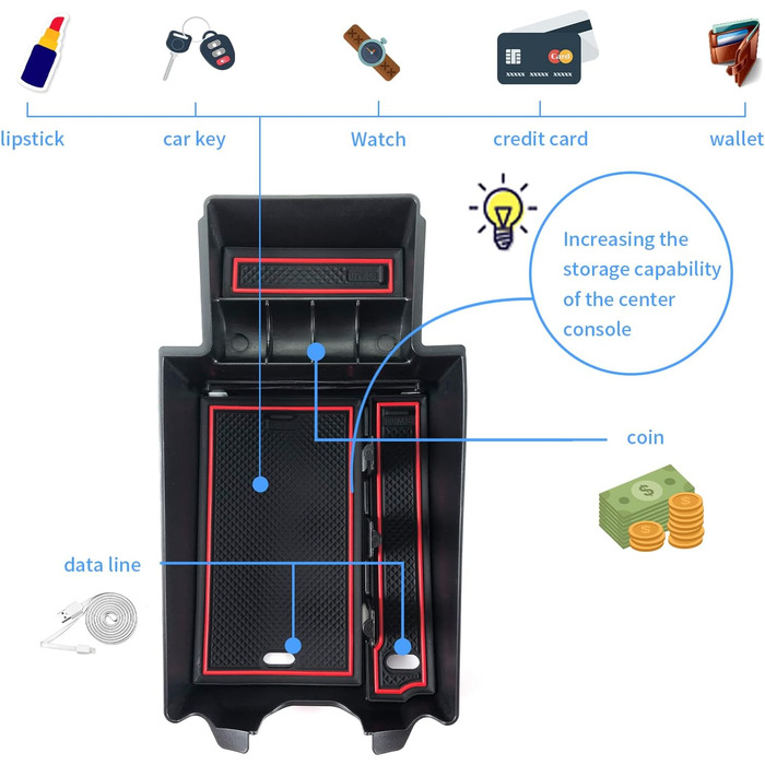 Центральна консоль YEE PIN CLA C117 2014-2018 GLA X156 2015-2019 Бардачок для органайзера підлокітника Ящик для зберігання з нековзним килимком Автомобільні аксесуари