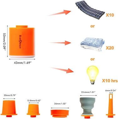 Повітряний насос, 10 x 7 x 6 см, портативний, акумуляторний, USB, міні-повітряний насос, водонепроникний, для надувних матраців, кільця для ванни, повітряний компресор, вакуумний насос помаранчевий