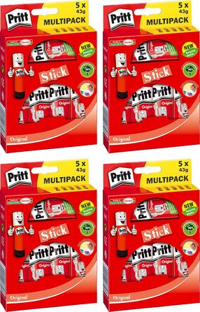 Клей-олівець Pritt 5 x 43 г, прозорий, клей без розчинника (4,)