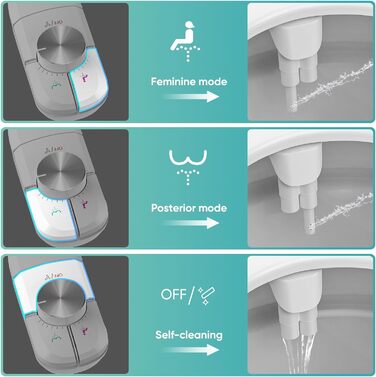 Насадка для біде - Неелектрична насадка для унітазу для біде MUJIUSHI з висувними самоочисними подвійними форсунками, переднім і заднім очищенням, регульованим реле тиску для холодної води