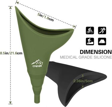 Для жінок, портативна силіконова лійка для жіночого пісуара, багаторазовий стоячий жіночий пісуар для жінок, засіб для сечовипускання для жінок на відкритому повітрі, заходи, кемпінг чорний зелений