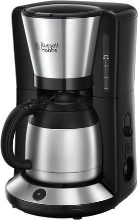 Кавоварка Russell Hobbs душова лійка для оптимальної екстракції та аромату Adventure (макс. 8 чашок, термоглечик 1,0 л, автоматичне вимкнення, крапля-стоп, 1100 Вт) Кавоварка з фільтром 24020-56, чорна