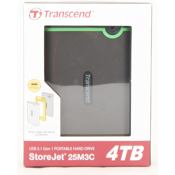 ТБ USB Type-C Storejet 25M3C - 2,5-дюймовий зовнішній жорсткий диск з ударостійким типом C TS4TSJ25M3C, 4