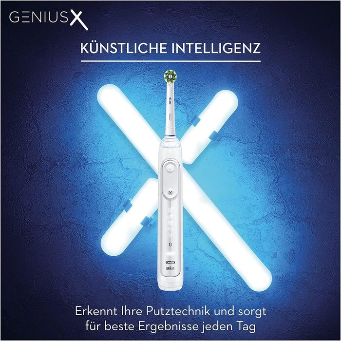 Електрична зубна щітка/електрична зубна щітка Oral-B Genius X, 6 режимів чищення зубів для догляду за зубами, додаток зі штучним інтелектом і Bluetooth, дорожній кейс, подарунок чоловікові/жінці, дизайн коричневий, білий