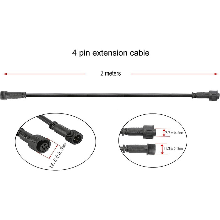 Подовжувачів 3M для світлодіодних ліхтарів RGB, водонепроникний IP67 (, 1 м, 4 контакти), 5