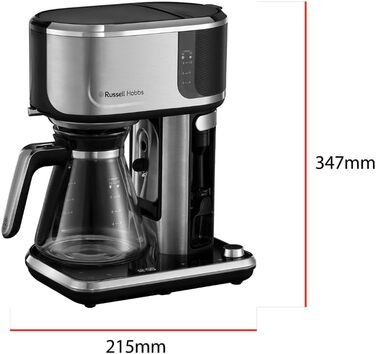 Кавоварка Russell Hobbs Barista регулювання міцності заварювання, функція холодного заварювання, піноутворювач молока Attentiv - Цифрова сенсорна панель управління (програмований таймер) Крапельна кавоварка 26230-56