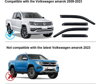 Вітровий дефлектор JHCHAN для VW Amarok 2011-2022 V6 Amarok Canyon Atacama Aventura D Чохол від дощу Вітрове скло Сонцезахисний козирок Аксесуари для кріплення зовнішньої дверної коробки Дим чорний PMMA Набір з 4 предметів