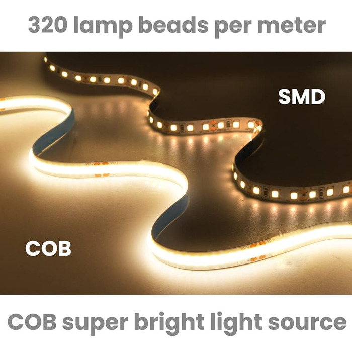 Світлодіодна стрічка Arote Light COB 12 В тепла біла світлодіодна стрічка COB з можливістю затемнення 3 м високої щільності 320 світлодіодів / м 960 світлодіодів 3000K з адаптером диммера IP20 для підсвічування телевізора Внутрішнє оздоблення спальні Тепл