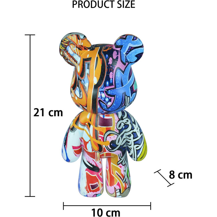 Графіті Ведмідь Декоративні тварини смоли скульптура домашнього декору статуя, художня фігурка домашній орнамент прикраса для офісу, вітальні, спальні, книжкова полиця, шафа для телевізора, робочий стіл (тип А)
