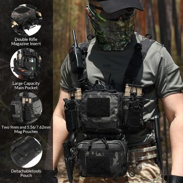 Пейнтбольний тактичний жилет Molle Micro Fight Plate Carrier, регульований, зі знімними модулями та підсумком для магазинів 5.56/7.62 9мм BKCP