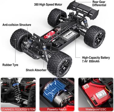 Пульт дистанційного керування автомобілем 4WD RC Автомобіль 1/18 36 км/год на всіх місцевостях позашляховий електромобіль 2.4 ГГц позашляховий монстр-трак баггі з 2 акумуляторними батареями для дітей та дорослих