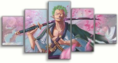 Загальний аніме Zoro Canvas Poster з 5 предметів Настінне мистецтво Декор Принт, Мисливець на піратів, для вітальні, спальні, Прикраса без рами 60x32 дюймів (Без рами 40x22 дюйма (100x55 см), стиль B)