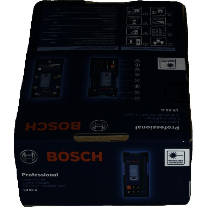 Професійний лазерний приймач Bosch LR 65 G (тримач приймача RB 60, 2 батарейки AA, радіус дії до 325 м, ідеально підходить для ротаційного лазера GRL 650 CHVG)