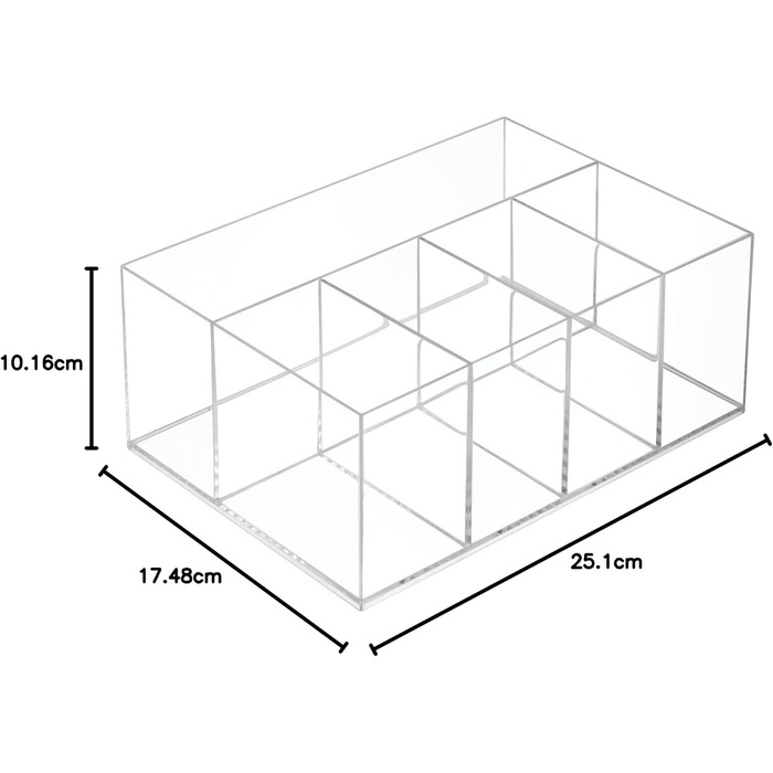 Організатор для ванної iDesign з 5 відділеннями, виготовлений з пластику, колекція Clarity - 25,1 x 17,5 x 10,2 см, прозорий