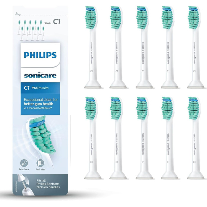 Насадки для щітки Philips Sonicare C1 ProResults Sonic Electric Toothbrush, упаковка з 10 шт. (модель HX6010/32)