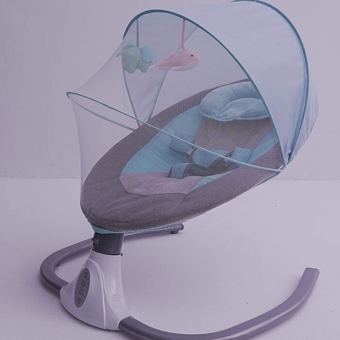 Електричні дитячі гойдалки, складні електричні дитячі гойдалки Baby Swing USB Bluetooth Music з пультом дистанційного керування для 0-12 місяців 3-12 кг Дитина (синій)