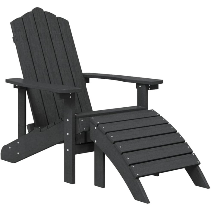 Садове крісло Adirondack з підставкою для ніг HDPE Anthracite