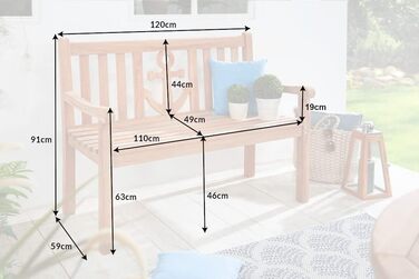 Садова лавка Riess Ambiente з масиву EMPIRE TEAK 120см Тик з дизайном якоря Лавка Садова тераса Тикова дерев'яна лавка з якорем