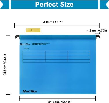 Підвісні папки MerryNine, A4, 5 шт. , поліпропілен, підвісні папки з вкладками та вкладишами для карток, для школи, дому, роботи, офісу, організації (5 кольорів) (30, синій)
