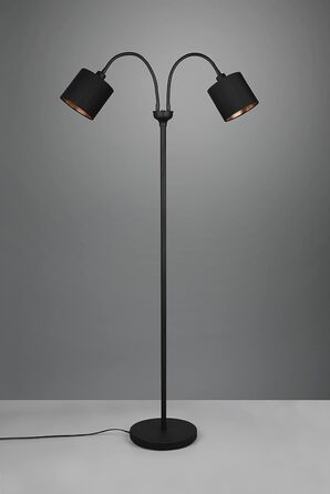 Торшер Reality Lighting Tommy R46335979, матовий метал, тканинний абажур золотого кольору, ексклюзивний 5 шт. E14 (чорний, торшер 2-полум'я)