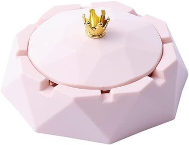 Попільничка з нержавіючої сталі Pink Crown з кришкою, попільничка для сигарет для приміщення або вулиці, вітрозахисна, тримач для курців, настільна попільничка для курців для дому, прикраса офісу