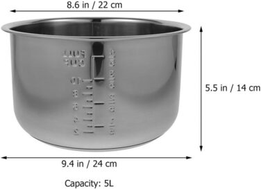 Заміна горщика для рисоварки HOLIDYOYO Вставка каструлі з антипригарним покриттям 5 л рисоварки Внутрішня каструля Потужність Контейнер для рису Посуд з нержавіючої сталі Електрична плита Аксесуари