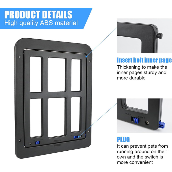 Магнітна застібка з дверним вікном Fly Screen, Cat Flap Fly Screen Door Легке встановлення для котів/собак, 25 см x 31,5 см
