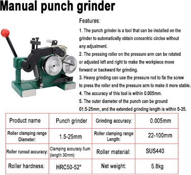 Шліфувальний верстат для пуансонів, 1,5-25 мм, точність 0,005 мм, точність затиску 5 мкм, економія часу та зусиль - ручний шліфувальний інструмент для пуансонів та формувальний верстат
