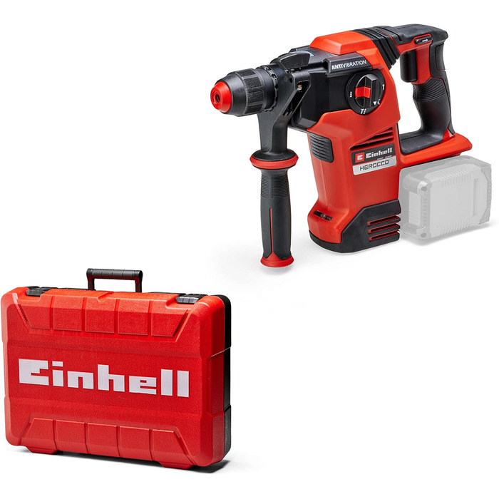 Акумуляторний перфоратор Einhell Herocco 36/28 Power X-Change (подвійна упаковка, свердління/забивання/довбання з фіксацією/без фіксації, 3,2 Дж, безщітковий, SDS, вкл. E-box, без акумулятора/зарядного пристрою) без аксесуарів без акумулятора та зарядного