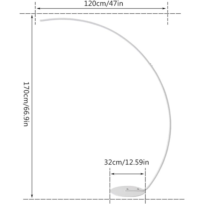 Світлодіодний торшер Aanyhoh Дуговий світильник з регулюванням яскравості Вітальня, 25 Вт торшер з пультом дистанційного керування, Сучасна дугова лампа 3 Колірна температура та функція пам'яті, Лампа для читання для дивана Офісна спальня, H 170 см (білий