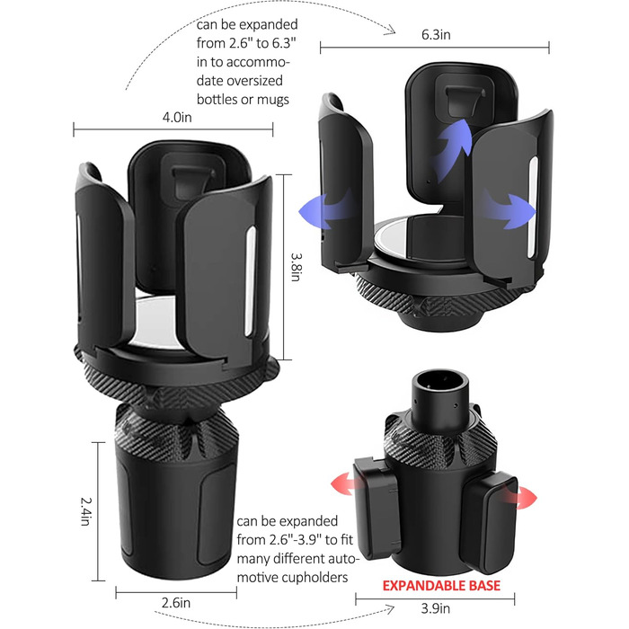 Підсклянник-розширювач для автомобіля, підсклянник для автомобіля, розширювач, стійка і формована основа і кронштейни сумісні з більшістю чашок, напоїв і автомобілів