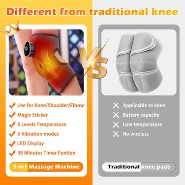 Масажер для колін з підігрівом, Rejuvaknee Advanced Knee Relief, підтримка колін з масажем, регульованою і циклічною розігріваючою вібрацією. 3D-підставка для колін з підігрівом для масажера колінно-плечового-ножного суглоба