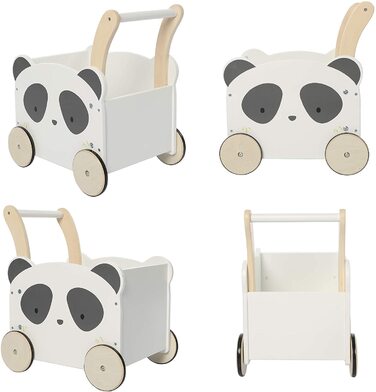 Дитячі ходунки Baby Walker Wood, дитячі ходунки Baby Panda з місцем для зберігання для 1-3 років, без прогулянок/ходунків/Іграшки для малюків/іграшки/іграшки/коляска/активні ходунки Біла панда